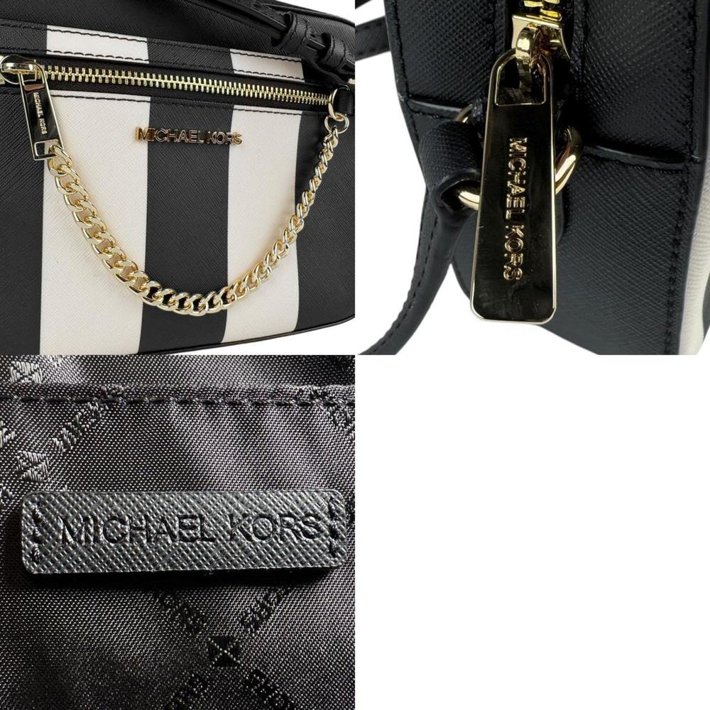 Michael Kors Shoulder Bag Leather Black Off-White Gold Women's Z4095 - Picture 5 of 5